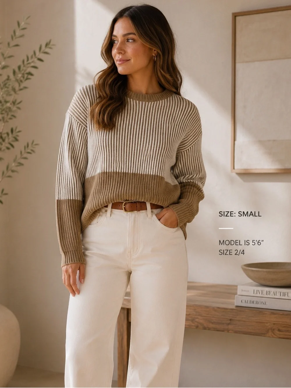 Max Studio Women's Colorblock Ribbed Sweater - Size Small